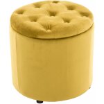 Clp - l�gant r�cipient en velours pouf avec couvercle piquier dans diff�rentes couleurs colore : jaune ...