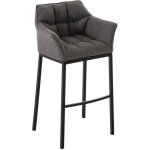 Clp - tabouret de bar damaso en tissu avec 4 pieds gris titane noir