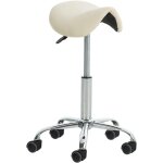 Clp ? tabouret de bureau r�glable similicuir cr�me ? hauteur ajustable 53 - 68 cm ? assise pivotante ...