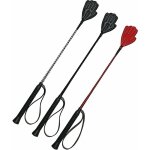 Cm 65, noir 10: cravache dasl� en nylon tress�, main courante et embout en cuir en forme de main cm 65 ...