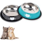 Coavas - bol pour chat, 2 pi�ces gamelle chat en acier inoxydable ensemble, gamelles d'eau pour chatpour ...
