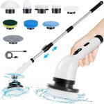 Brosse de nettoyage lectrique sans fil, brosse de nettoyage sans fil avec 9 ttes de brosse remplaables, ...