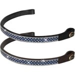 Cob, noir: bridon en cuir devant avec rang�es de strass blue diamond