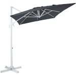 Coco parasol dport blanc / gris - parasol dport rectangulaire 200x300 cm - parasol pied dport, ...
