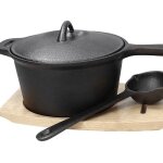 Cocotte avec couvercle + dessous de plat en bois 17 cm x h 9 cm