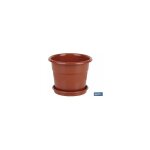 Pot dahlia marron 28, 5x22, 5 + assiette 23, 5cm