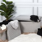 Coffre banc pliable gris motif noir