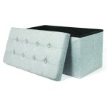 The home deco factory ? coffre banc pliable en tissu gris clair ? rangement pratique ? dimensions 100x40x45cm ...