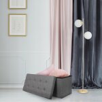 Coffre banc pliable tissu gris fonce