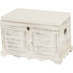 Coffre en bois banquette de rangement en bois vintage 50x76x45cm blanc 040002497