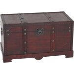 [jamais utilis�] coffre bois de d�coration malle au tr�sor valence aspect antiquit�, 30x57x29cm, carr� ...