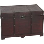 Hhg - jamais utilis�] coffre bois de d�coration malle au tr�sor valence aspect antiquit�, 39x67x38cm, ...