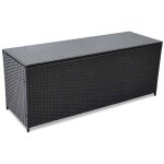 Coffre bote meuble de jardin rangement 150 x 50 x 60 cm rsine tresse noir