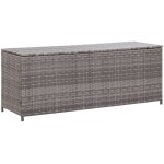 Coffre bote meuble de jardin rangement gris 150 x 50 x 60 cm rsine tresse