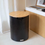 Coffre � granul�s rond essentiel avec couvercle bambou - le marquier