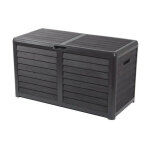 Eda - coffre de jardin baya en plastique 420 litres - décor imitation bois - gris anthracite - fabriqué ... Eda - coffre de jardin baya en plastique 420 litres - décor imitation bois - gris anthracite - fabriqué ...