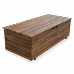 Coffre de jardin en bois - saragosse - 130l. rangement coussins 107x48. 5cm avec vérins et roulettes Coffre de jardin en bois - saragosse - 130l. rangement coussins 107x48. 5cm avec vérins et roulettes