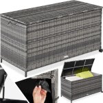 Tectake - coffre de jardin caisse de rangement pour coussins 297 l, avec cadre en aluminium et tressage ...