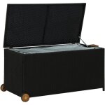 Le poisson qui jardine - coffre de jardin noir + roulettes 120 x 65 x 61 cm polyrotin. rangement facile ...