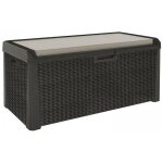 Toolmax - coffre de jardin en r�sine 560 litres gris anthracite cousin inclus effet rotin l147xp72xh65 ...