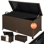 Coffre de jardin xxl marron coffre de rangement avec roulettes 270ltanche vrin  gaz 117x53x60 cm jardin ...