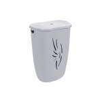 Eda - coffre  linge flora 40 l gris bton couvercle blanc crus