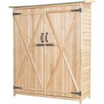 Coffre  outils de jardin en bois sapin - toit en asphalte inclin - portesavec serrure&tagres - 140x50x162c ...