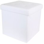 Coffre pouf pliable pu blanc
