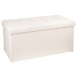 Coffre / pouf pliable en mdf et polyuréthane coloris beige - dim : l76 x l38 x h38 cm pegane Coffre / pouf pliable en mdf et polyuréthane coloris beige - dim : l76 x l38 x h38 cm pegane