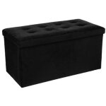 Pegane - coffre / pouf pliable en mdf et polyuréthane coloris noir - dim : l76 x l38 x h38 cm Pegane - coffre / pouf pliable en mdf et polyuréthane coloris noir - dim : l76 x l38 x h38 cm