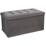 Pegane - coffre / pouf pliable en mdf et polyurthane couleur grise - dim : l76 x l38 x h38 cm