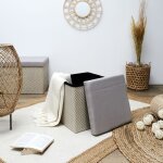 Coffre pouf pliable tresse gris