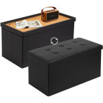 Coffre de rangement avec 2 en 1 couvercle, banc de rangement pliable similicuir, ottoman avec espace ...