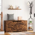 Coffre de rangement, banc de rangement avec couvercle en bois, solide, stable, charni�res de s�curit�, ...