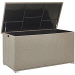 Coffre de rangement extrieur 155 x 75 cm en rotin beige taupe idal pour stockage d'accessoires de jardin ...