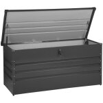 Coffre de rangement extérieur 165 x 70 cm 400 litres en acier galvanisé gris foncé idéal pour les accessoires ... Coffre de rangement extérieur 165 x 70 cm 400 litres en acier galvanisé gris foncé idéal pour les accessoires ...