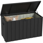 Outsunny - coffre de rangement jardin capacit 450l - vrin  gaz, roulettes, poigne - acier pp anthracite ...