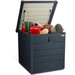 Coffre de rangement m�tal verrouillable gris anthracite pour jardin 200l 68x62, 5x63 cm