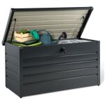 Coffre de rangement mtal verrouillable gris anthracite pour jardin 350l 120x62, 5x63 cm