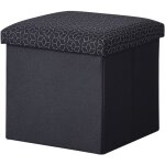Coffre de rangement pouf pliable tissu 38cm - noir