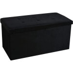 Coffre de rangement pouf pliable velours 76cm - noir