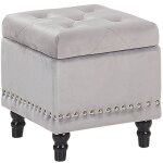 Coffre de rangement au style chesterfield en velours gris clair pour intrieur glamour beliani