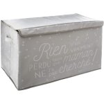 Atmosphera - coffre de rangement en tissu pliable gris avec message imprim�, dimensions 62 x 36 x 38 ...