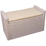 Coffre de stockage, banquette m92 rotin avec coussin kissen 88cm - blanc