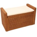 [jamais utilis] coffre de stockage, banquette m92 rotin avec coussin kissen 88cm, dor
