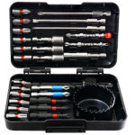 Coffret de 27 embouts de per�age et de vissage � percussion pour bois, m�tal et ciment, avec �tui de ...