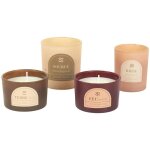 Coffret de 4 bougies parfumées figue pivoine brume des bois et bois épicé collection element marron Coffret de 4 bougies parfumées figue pivoine brume des bois et bois épicé collection element marron