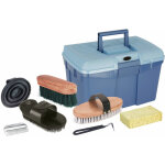 Coffret de pansage bleu avec contenu pour chevaux, brosses pour chevaux, brosses bleu - kerbl