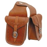 Cognac marron clair naturel - sacoche avant en cuir de pomme avec traitement de tampon frontal