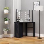 Coiffeuse d'angle avec led scandinave table de maquillage noir 111x54x141, 5 cm 77415